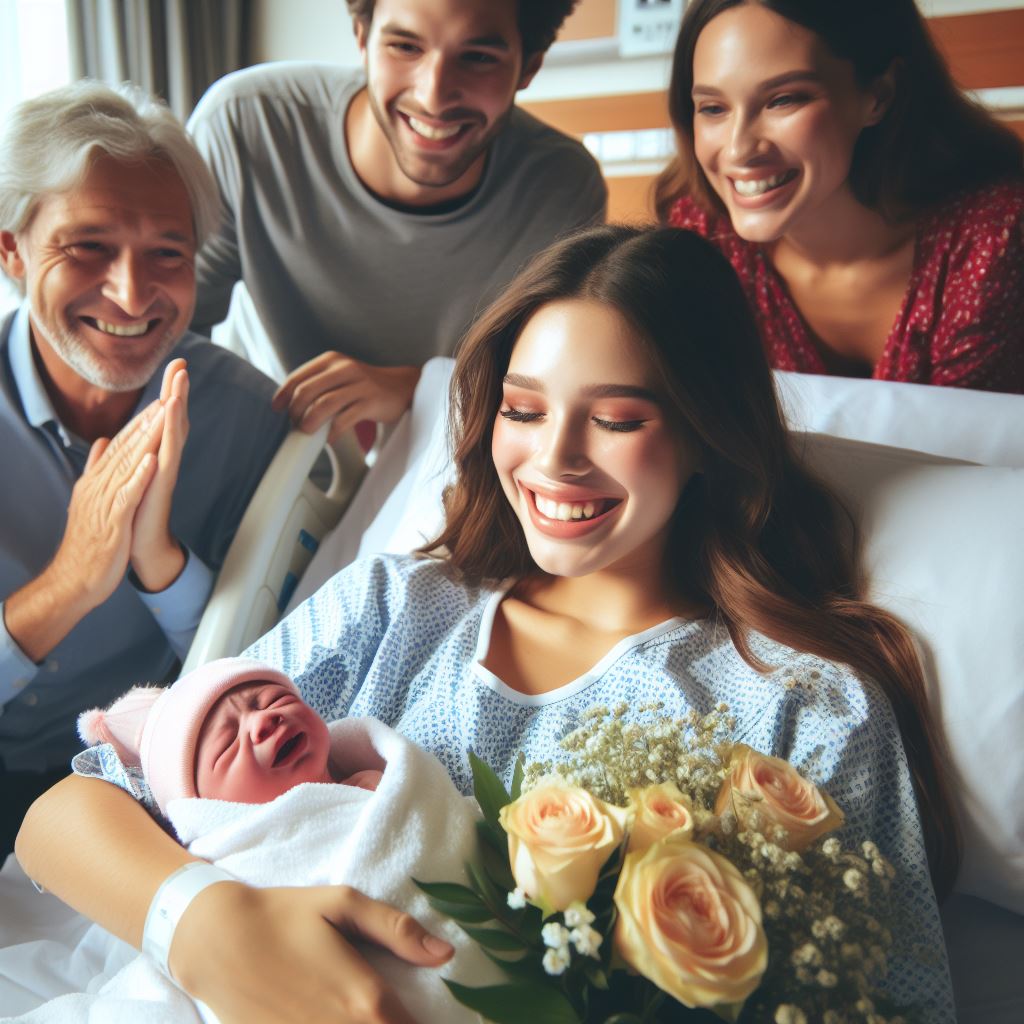 femme qui vient d'accoucher d'un bébé